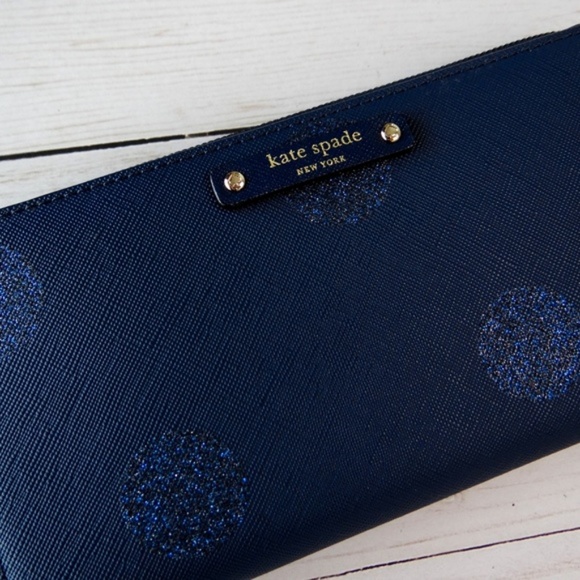Kate Spade Neda Haven Lane Blue Polka Dot Wallet - Picture 3 of 5